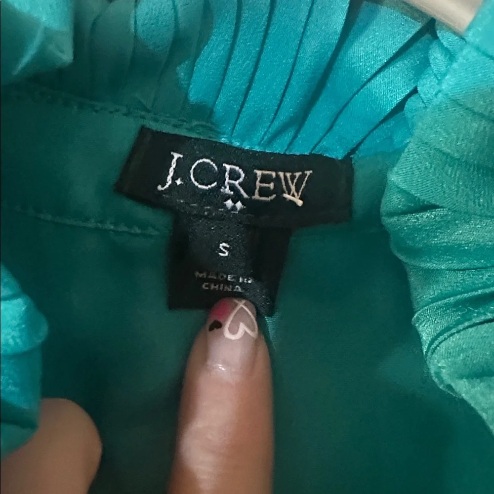 J. Crew Turquoise Ruffle Blouse - Picture 4 of 6